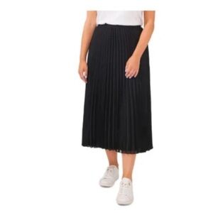 VINCE CAMUTO 12P PLEATED black side zip midi skirt quiet luxury business casual